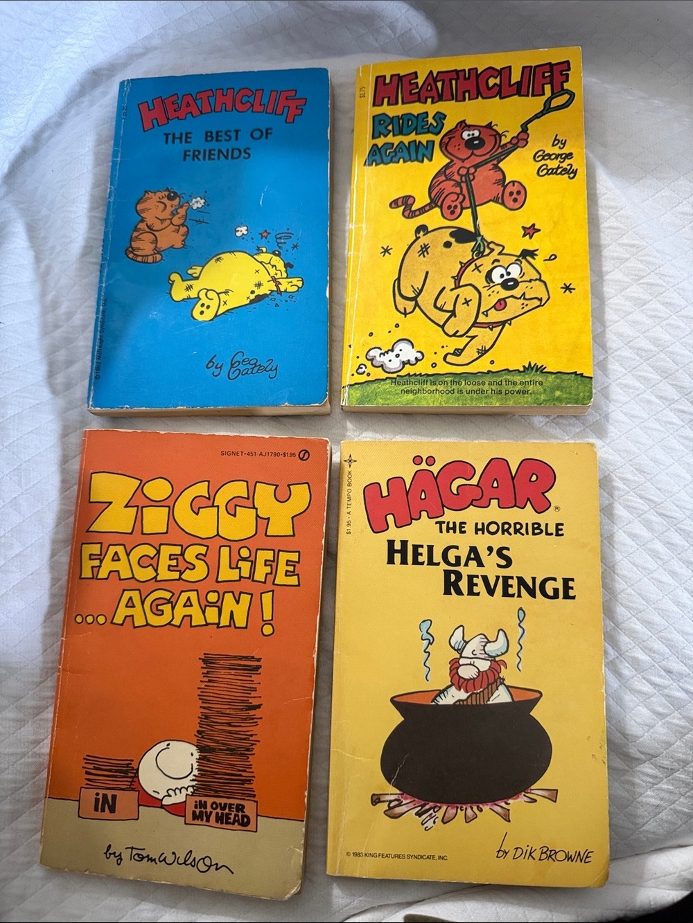 Vintage Comic Paperback books Lot of 4: Heathcliff, Ziggy, and Hägar